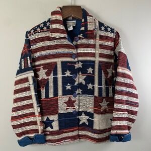 Vintage Coldwater Creek Tapestry Jacket USA Patriotic Western Americana Large